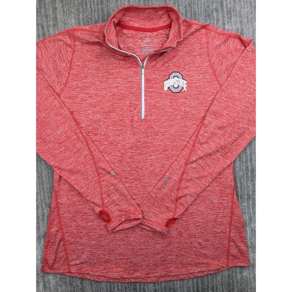 Nike Element 1/4 Zip Pullover Womens L Ohio State Buckeyes Red Heathered Shirt